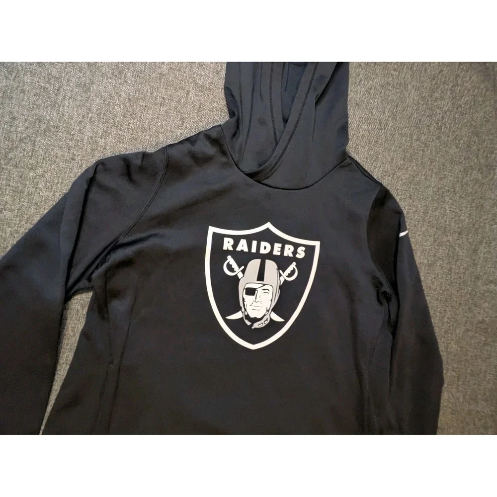Nike NFL Las Vegas Oakland Raiders Logo Black Hoodie Pullover Mens Size XXL